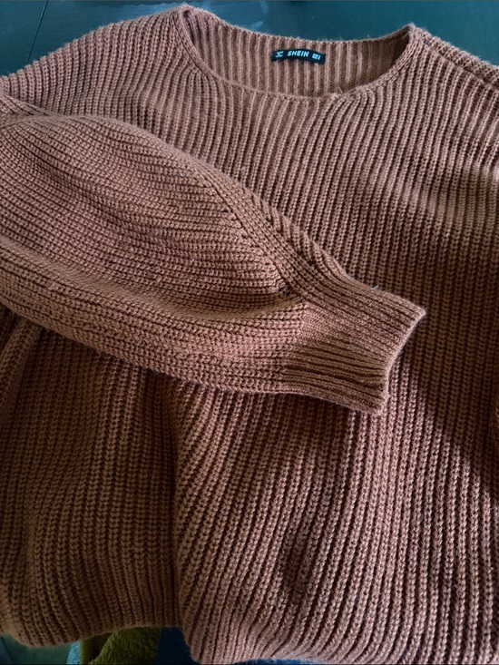 SHEIN Sweaters - SHEIN Chestnut Ribbed Crewneck Sweater